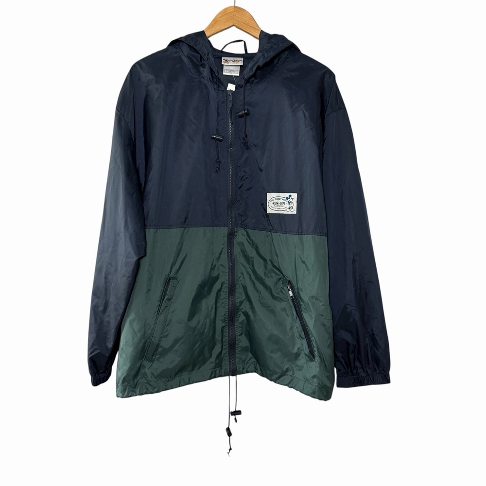 Walt Disney World Mickey Mouse WDW 1971 Windbreaker Jacket‎ L Navy Green Retro
